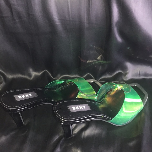 DKNY women’s iridescent square open toe pump heel - Picture 1 of 4